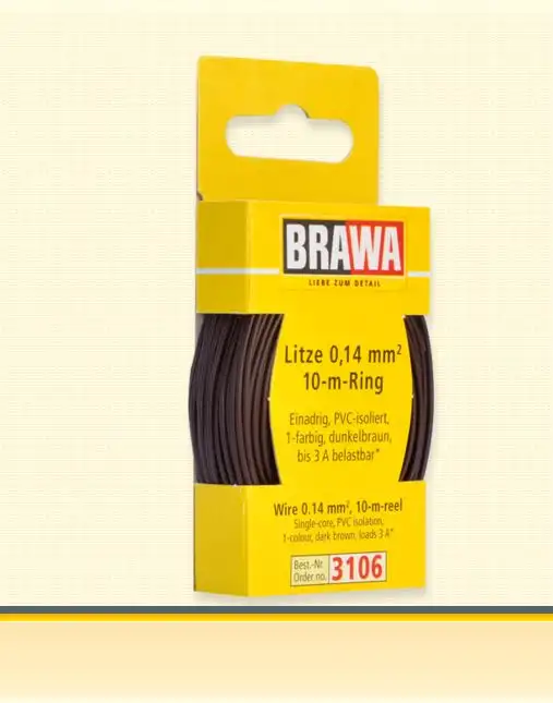 Brawa 3106 - Litze 0,14 mm²,10 m Ring, dunkel-braun