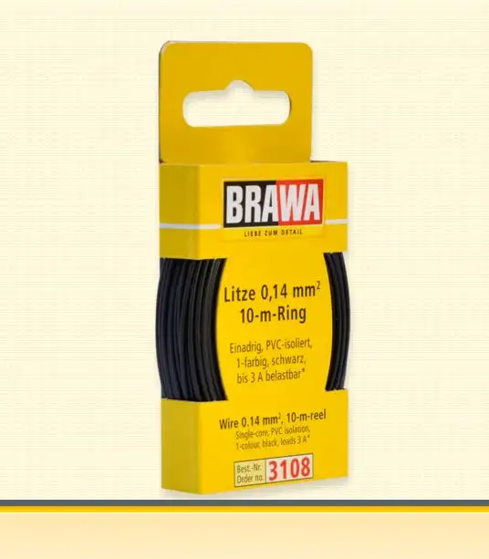 Brawa 3108 - Litze 0,14 mm²,10 m Ring, schwarz