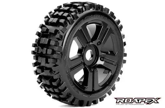 1/8 Buggy Rythm Off-Road Reifen auf schwarzer Felge montiert mit 17mm Hex