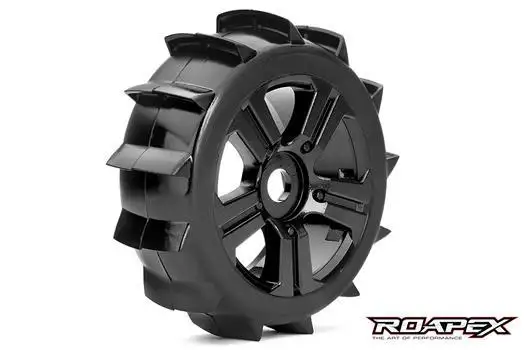 1/8 Buggy Sand-Paddle Reifen auf schwarzer Felge montiert - 17mm Hex - 2Stk.