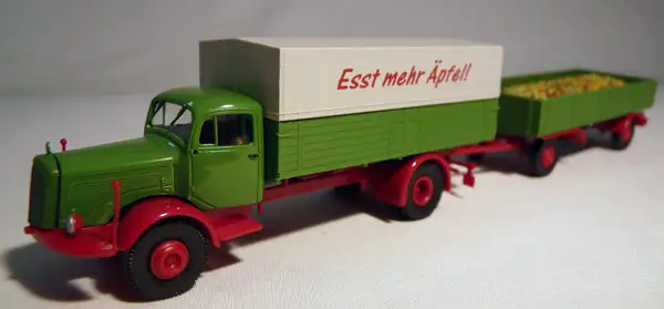 Brekina Mercedes-Benz MB L 325 mit Anhänger "Esst mehr Äpfel!", #44304