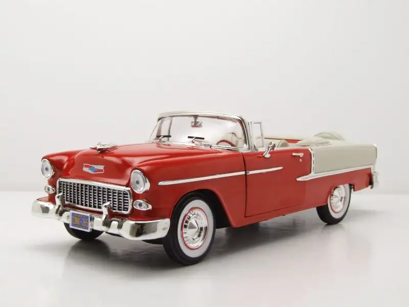 Chevrolet Bel Air Convertible 1955 rot weiß Modellauto 1:18 Auto World
