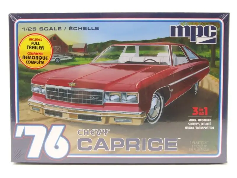 Chevrolet Caprice 1976 mit Anhänger Kunststoffbausatz Modellauto 1:25 MPC
