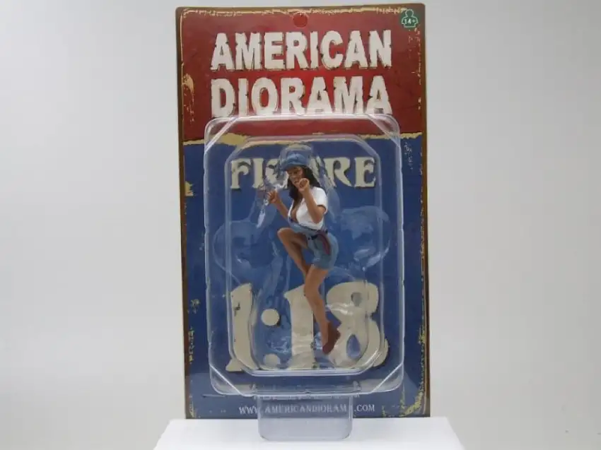 Figur Mechanikerin Jessie blaue Mütze für 1:18 Modelle American Diorama