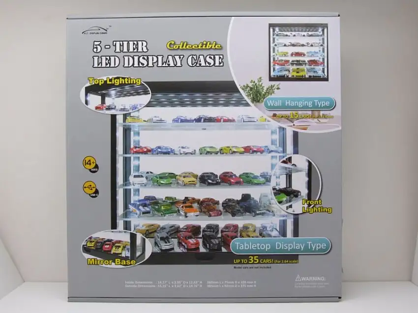Klarsichtbox Vitrine schwarz mit Spiegelrückwand und LEDs für 1:43 1:64 Modelle Triple9