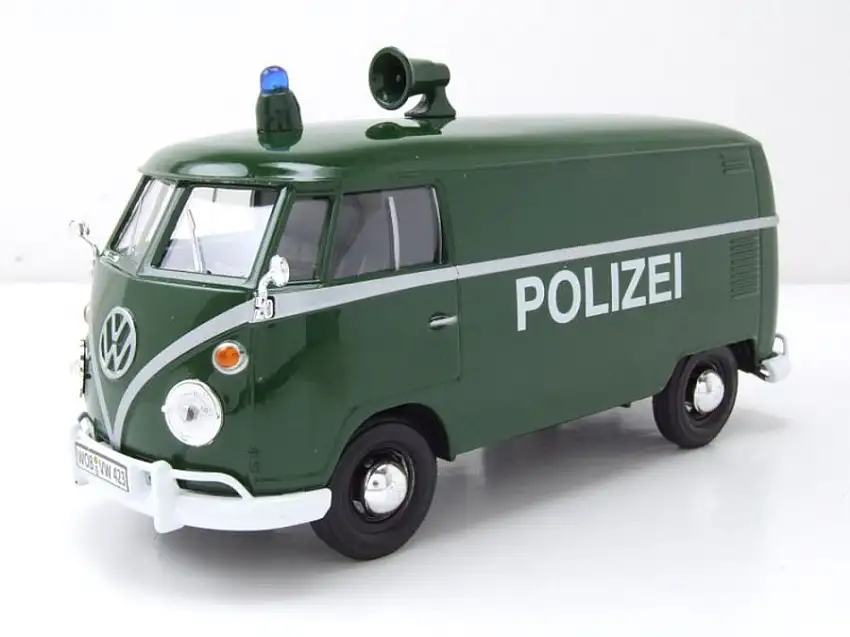 VW T1 Bus Kasten Polizei grün Modellauto 1:24 Motormax