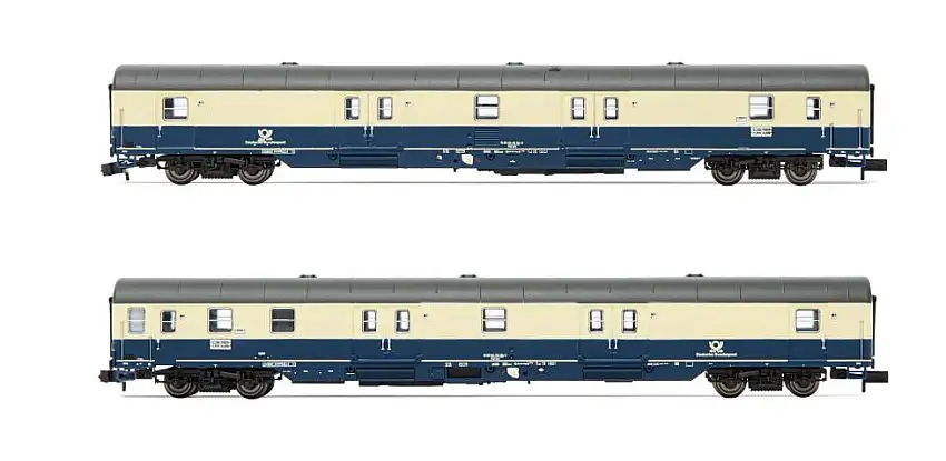 Arnold HN4418 - DBP, 2-teiliger Postwagen-Set blau/beige