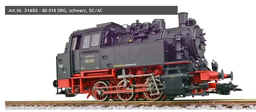 ESU 31652 - Dampflok, H0, 80 018 DRG, schwarz