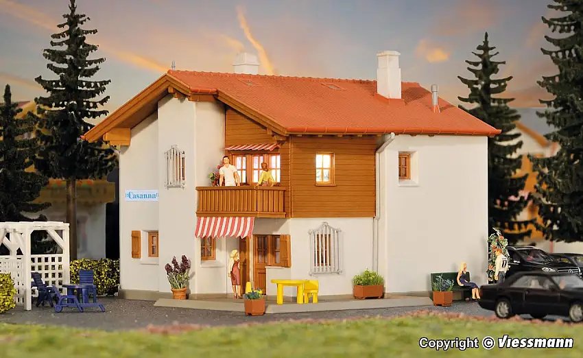 Kibri 48816 - H0-Haus Casanna in Davos mit Beleuchtung