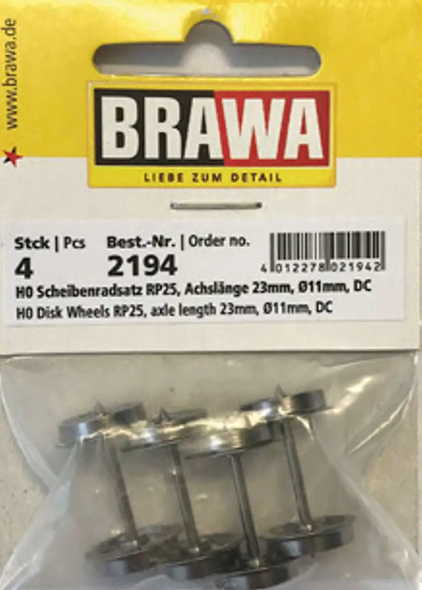 Brawa 2194 - H0-Scheibenradsatz RP25, Spitzlagerung