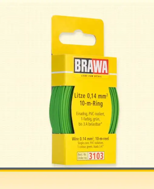Brawa 3103 - Litze 0,14 mm², 10 m Ring, grün