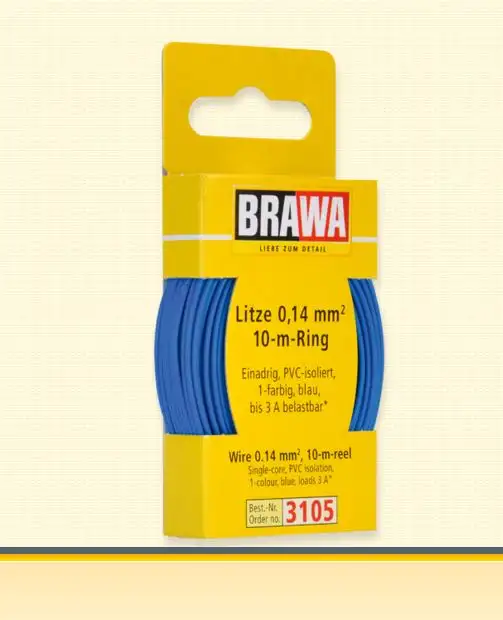 Brawa 3105 - Litze 0,14 mm², 10 m Ring, blau