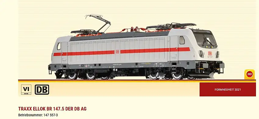 Brawa 43814 - H0-DC-E-Lok BR 1475 DB AG, Ep.VI, BASIC+