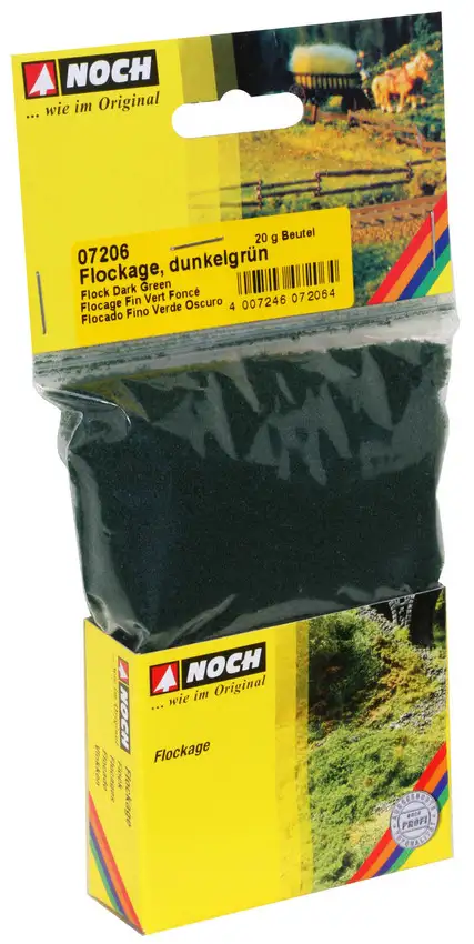 Noch 07206 - Flockage fein, dunkelgrün 20 g Beutel