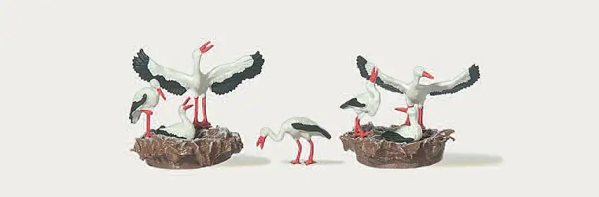 Merten 0210764 - H0-Störche mit Nest auf Wagenrad