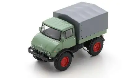 Schuco 452037900 - 1:64-Unimog U406 resedagreen/red rims