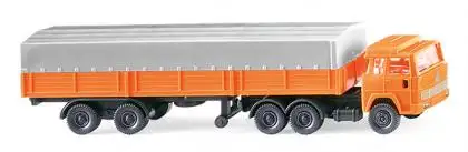 Wiking 095611 - N-Pritschensattelzug (Magirus), orange