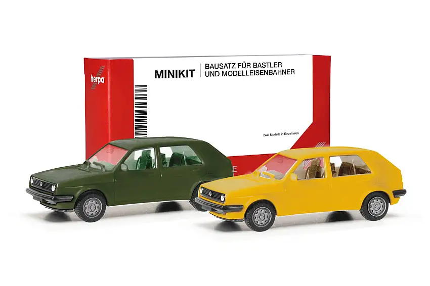 Herpa 012195-010 - MiniKit 2x VW Golf II 4-türig, grün/gelb