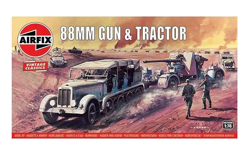 Airfix 02303 - 1:76-88mm Flak Gun & Tractor, Vintage
