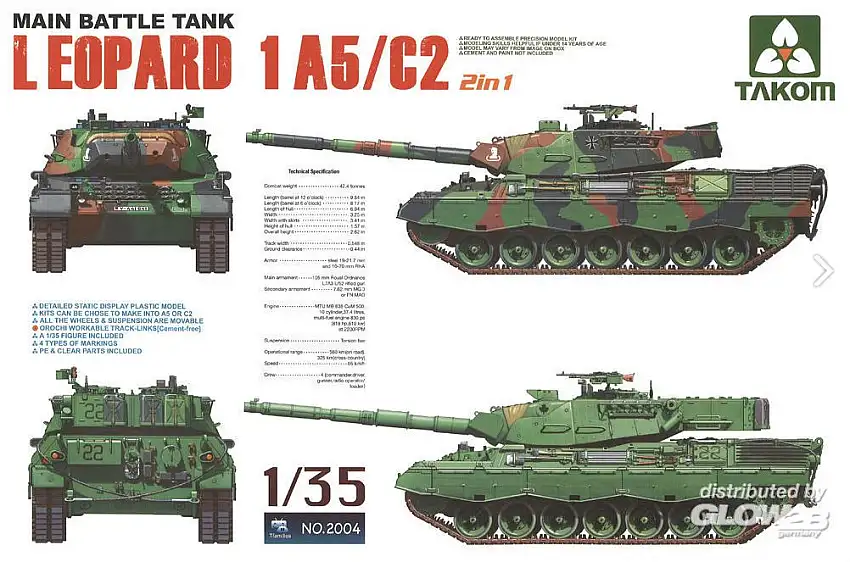 Takom 3462004 - 1:35-Main Battle Tank Leopartd 1 A5/C2 2