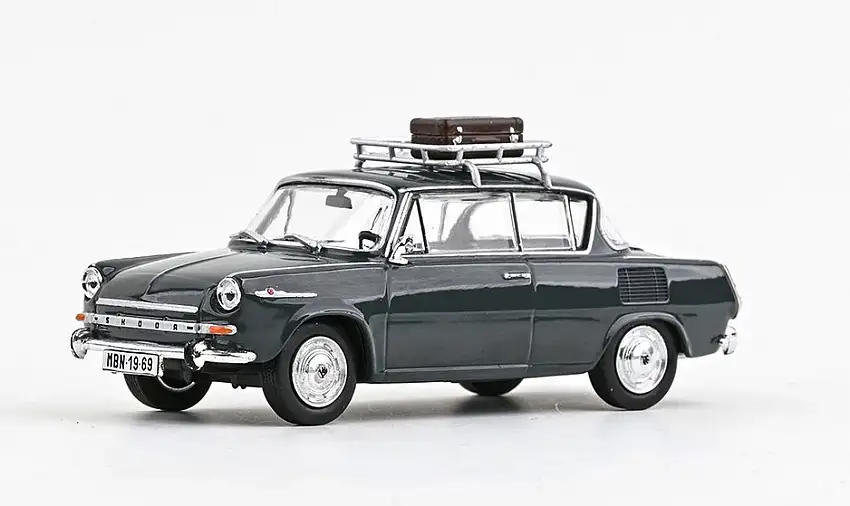 Abrex Skoda 1000MBX (1969) mit Dachgepäckträger, dunkelgrau (Sedá Tmavá) #143AU-721CD