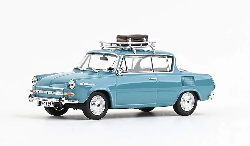 Abrex Skoda 1000MBX (1969) mit Dachgepäckträger, helltürkis (Tyrkysová Svetlá) #143AU-721HA