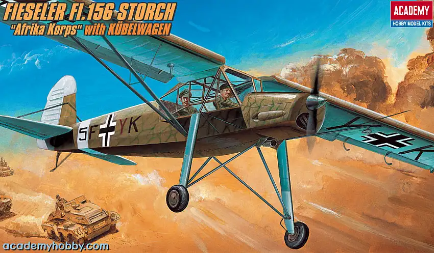 Academy Fieseler Fi.156 Storch "Afrika Korps" mit VW Kübelwagen #2212