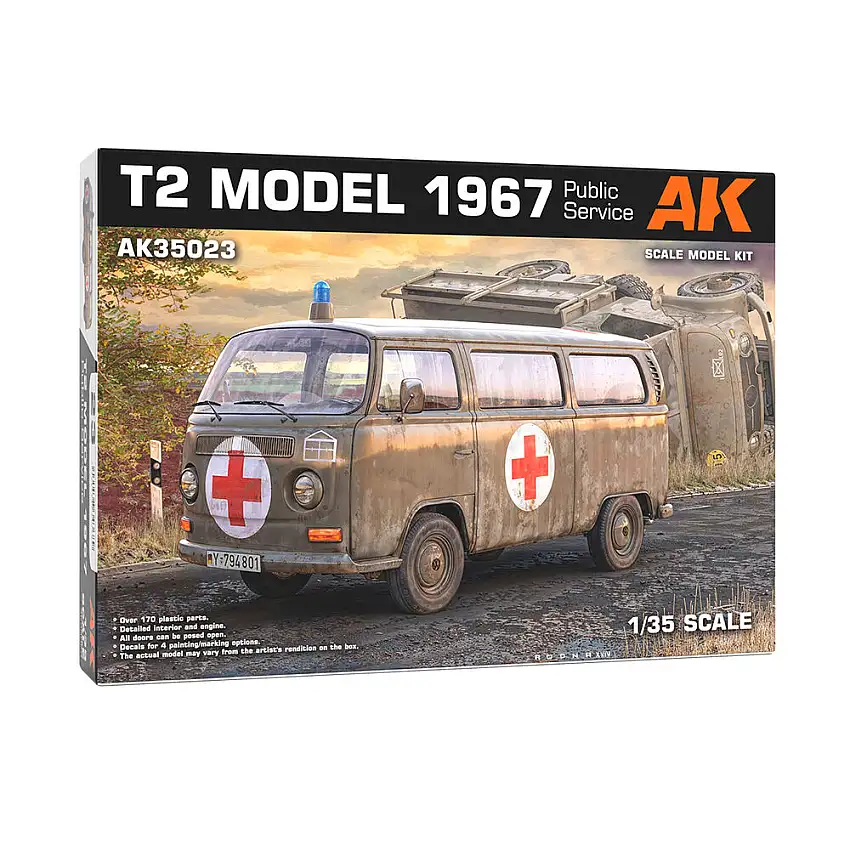 AK Interactive S.L. Volkswagen T2a Fensterbus 1967 / "Public Service" (BW Sani Sanka / Polizei / Feuerwehr) #AK35023