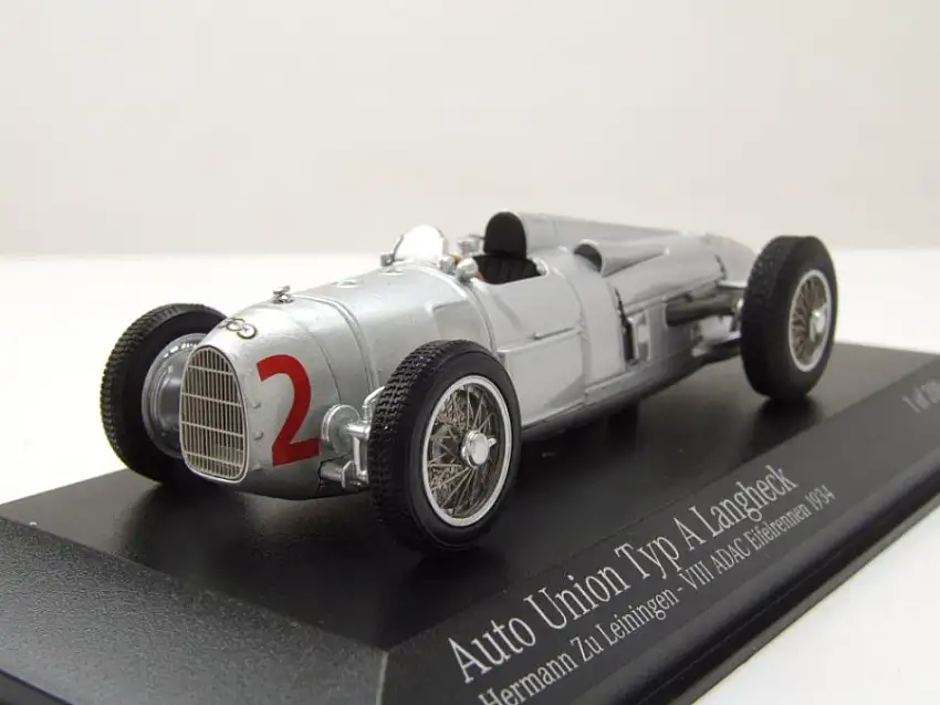 Auto Union Typ A Langheck #2 VIII ADAC Eifelrennen 1934 Hermann zu Leiningen Modellauto 1:43 Minichamps
