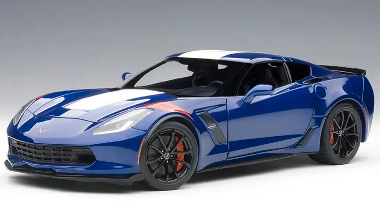 Autoart Chevrolet Corvette Grand Sport, admiral blue / white stripes / red fender hash marks, #71275