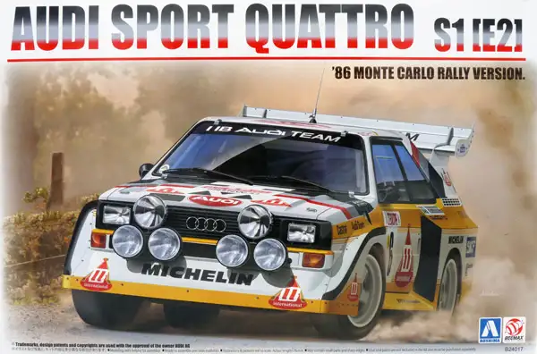 Beemax Aoshima Audi Sport Quattro S1 (E2) Gr.B ´86 Monte Carlo Rally Version, B24017