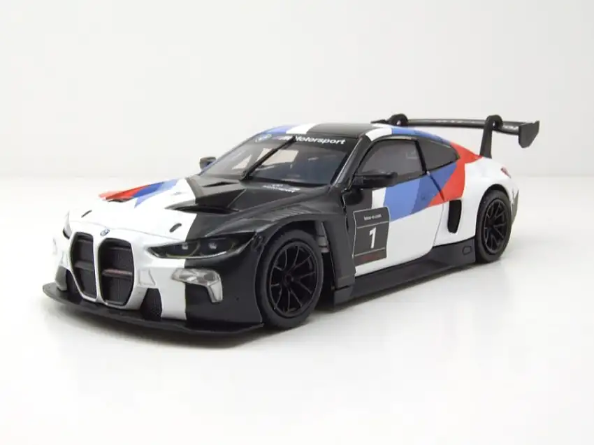 BMW M4 GT3 Racing schwarz weiß Modellauto 1:24 Motormax