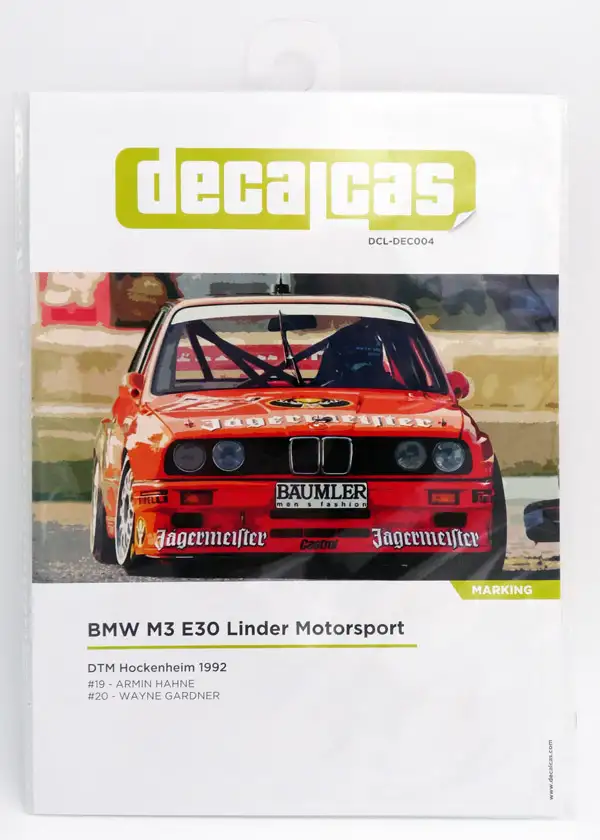 Decalcas BMW M3 E30 2.5 Sportevo Jägermeister Linder DTM 1992 1:24 Dekorbogen, #DCL-DEC004