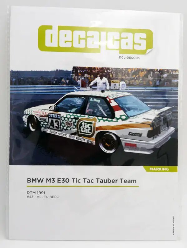 Decalcas BMW M3 E30 2.5 Sportevo Tic Tac Tauber Team DTM 1991 1:24 Dekorbogen, #DCL-DEC005