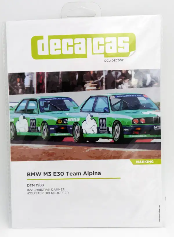 Decalcas BMW M3 E30 2.3 Team Alpina Bovensiepen DTM 1988 1:24 Dekorbogen, #DCL-DEC007