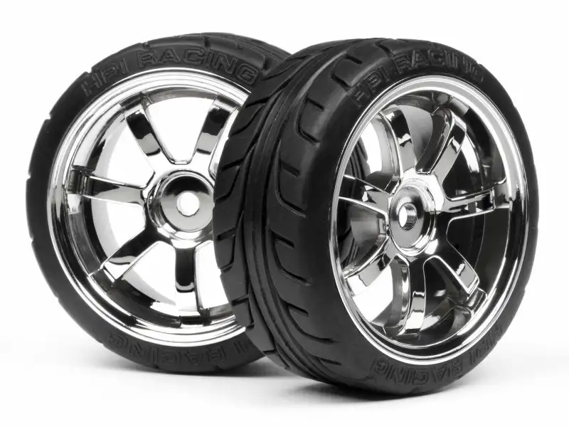 HPI Racing Kompletträder T-Grip Reifen auf Rays 57S-Pro Felgen (26 mm / chrom) #4738