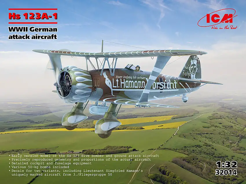ICM Henschel Hs 123A-1 WWII german attack aircraft #32014