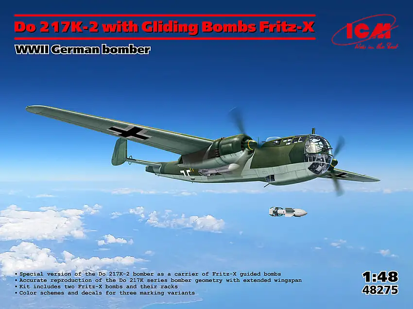 ICM Dornier Do 217K-2 mit Fritz X Gleitbomben WWII Deutscher Bomber, #48275