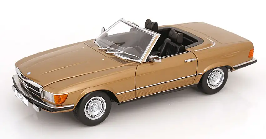Mercedes 450 SL R107 Cabrio 1985 gold metallic Modellauto 1:12 KK Scale