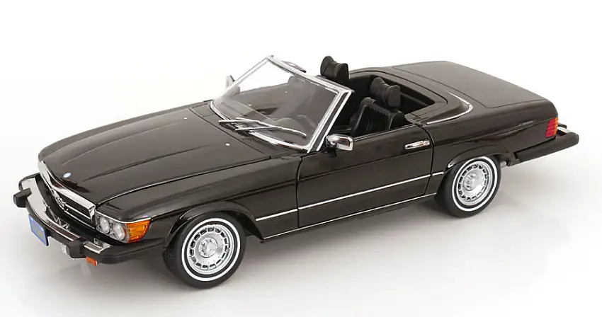 Mercedes 450 SL R107 Cabrio US-Version 1979 schwarz American Giggolo Modellauto 1:12 KK Scale
