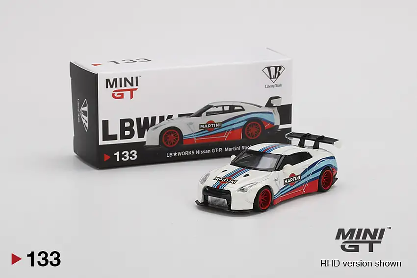 Mini GT by TSM Model LB Works Nissan GT-R R35 Type 1, Rear Wing ver. 1, Martini Racing, #MGT00133-L