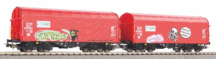 Piko Schiebeplanenwagen Shimmns mit Graffiti, Caib, NS, 2er Set, #58257