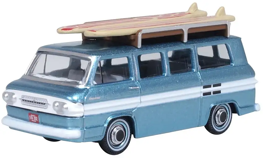 Oxford 1961 Chevrolet Corvair Greenbrier Passenger Wagon Turq / Cameo white, #87CG61001