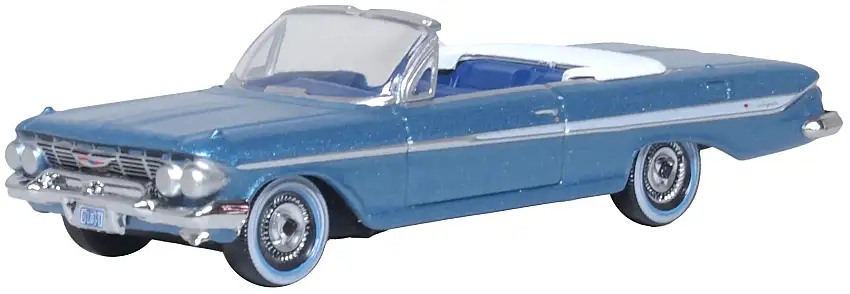 Oxford 1961 Chevrolet Impala jewel blue / white, #87CI61006