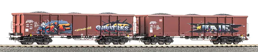 Piko Offene Güterwagen Eaos-x mit Graffiti und Kohleladung, DB AG, 2er Set, #28338