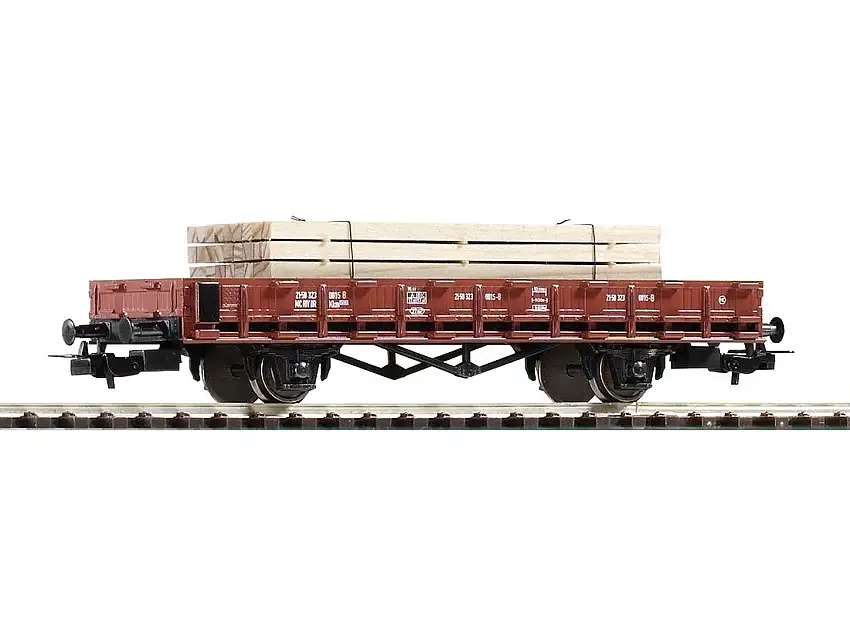 Piko Niederbordwagen Kkm3230 mit Balkenstapel Wg. Nr.: 21-50 323 0015-8 DR, #58713