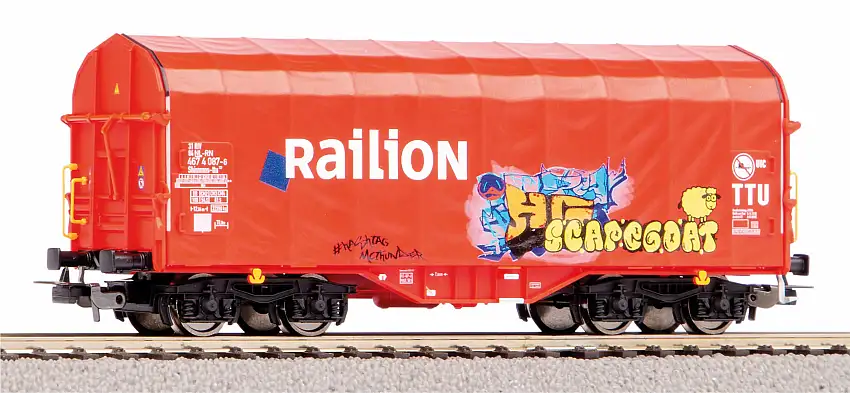 Piko Schiebeplanenwagen Shimmns mit Graffiti Wg. Nr.: 467 4 087-6 Railion NS, #58981