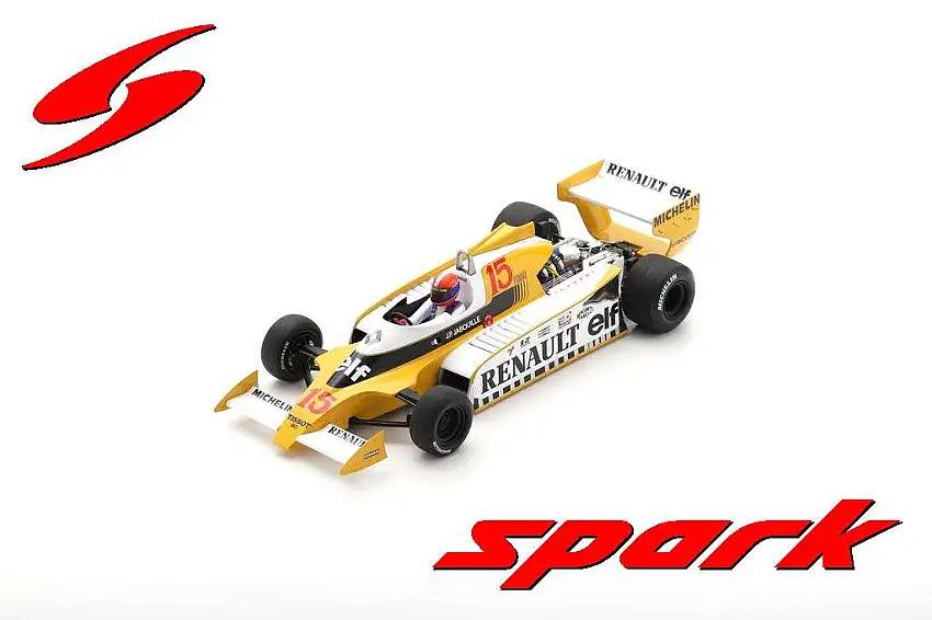 Spark Renault RS11 #15 Winner French GP 1979, Jean-Pierre Jabouille, #18S590 (mit Acryl-Vitrine)
