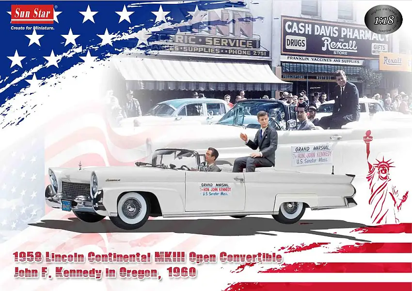 Sun Star 1958 Lincoln Continental Mk III open convertible "John F. Kennedy in Oregon, 1960", #4707