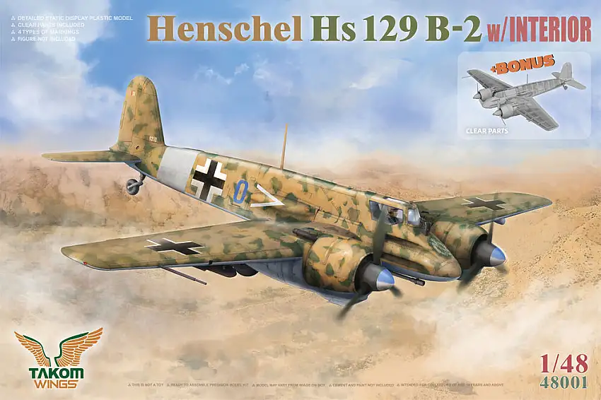 Takom Henschel Hs 129 B-2 w/interior + bonus clear parts #48001